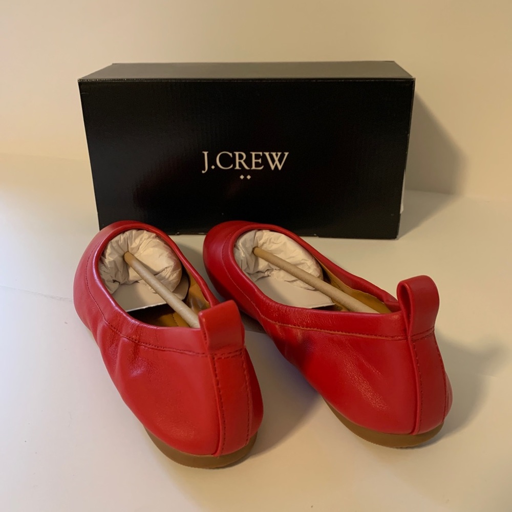 J. Crew Lizzie Leather Flats Dark Poppy Size 8 BNIB - Picture 4 of 9